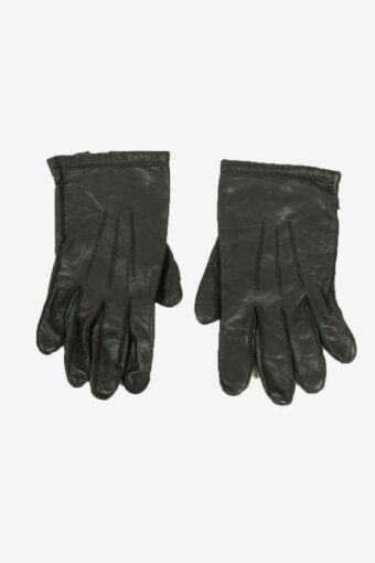 Vintage Leather Gloves Lined Soft Smart Winter Retro 90s Black Size L