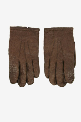 Vintage Leather Gloves Lined Soft Smart Winter Retro 90s Brown Size L