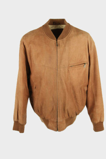 Vintage Suede Bomber Jacket Zip Up Country Retro 80s Camel Size XL