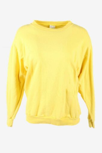 Vintage Sweatshirt Top Long Sleeve Crew Neck Retro 90s Yellow Size 48/50