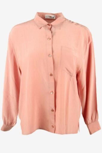 Vintage Top Blouse Button Down Shirt Long Sleeve 90s Rose Size XL