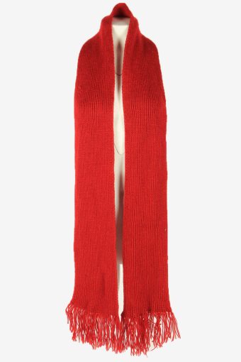 Vintage Winter Scarf Knitted Neck Warmer Soft 70s Tassel Retro Red