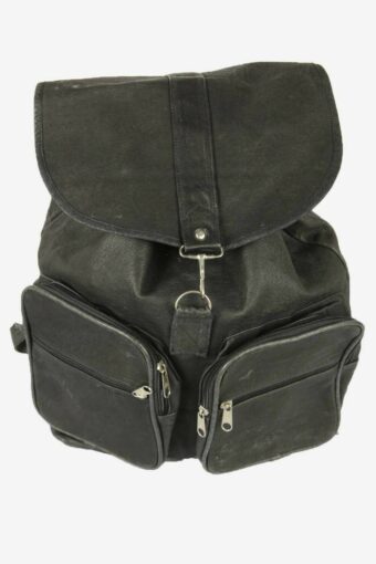 Vintage Women’s Backpack Bag Faux Leather Belt Buckle Retro 90s Black
