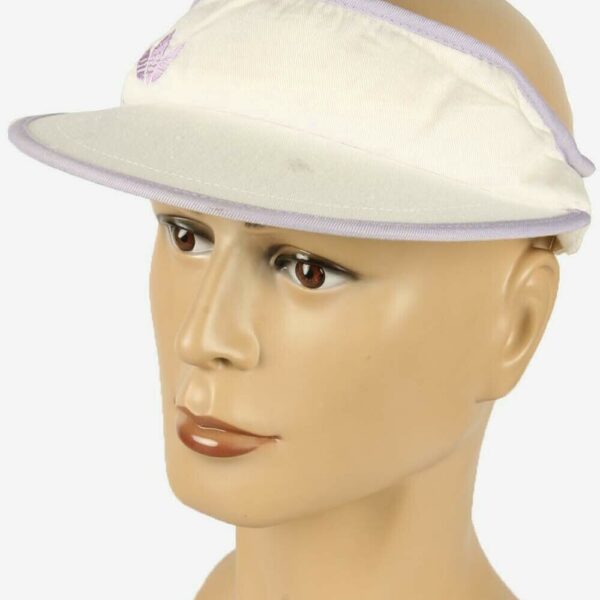 Adidas Headband Hat Vintage Sun Visor Unisex Retro 90s White One Size
