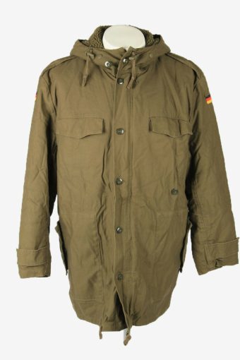 Army Military  Vintage Parka Coat Jacket German Flag Hooded Khaki Size XL