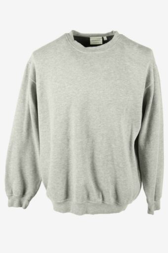 C&A Sweatshirt Top Vintage Crew Neck Plain Retro 90s Grey Size L