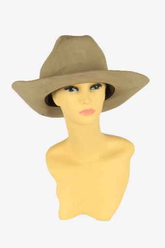 Cowboy Vintage Trilby Hat Womens Fedora Classic Retro Beige Size 64 cm