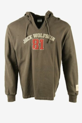 Jack Wolfskin Hoodie Vintage Top Logo 81 Retro 90s Khaki Size L