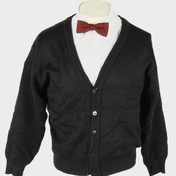 Knit Cardigan Vintage V Neck Sweater Cosby Button Up 90s Black Size M