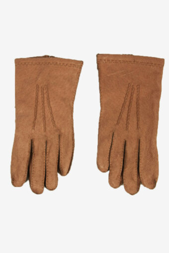 Ladies Vintage Leather Gloves Lined Warm Winter Casual Retro Camel Size S