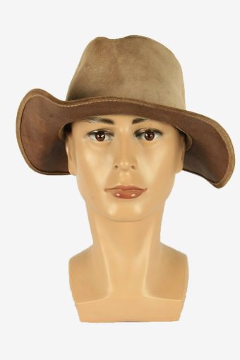 Leather Cowboy Hat Vintage Western Aussie Style 70s Beige Size 62 cm