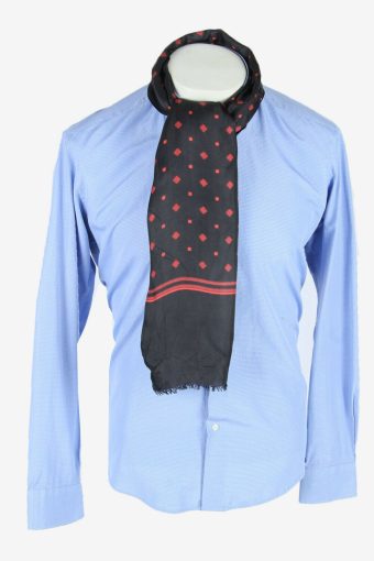 Men Scarf Vintage Geometric Cravat Patterned Necktie Retro 70s Black