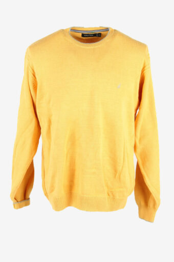 Nautica Jumper Vintage Pullover Crew Neck Sweater 80s Yellow Size XL