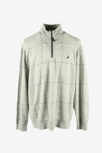 Nautica Vintage Sweatshirt Half Zip Street Style 90s Grey Size XXL