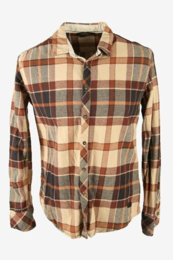 Outpost Makers Flannel Shirt Check Vintage Long Sleeve Retro Brown L