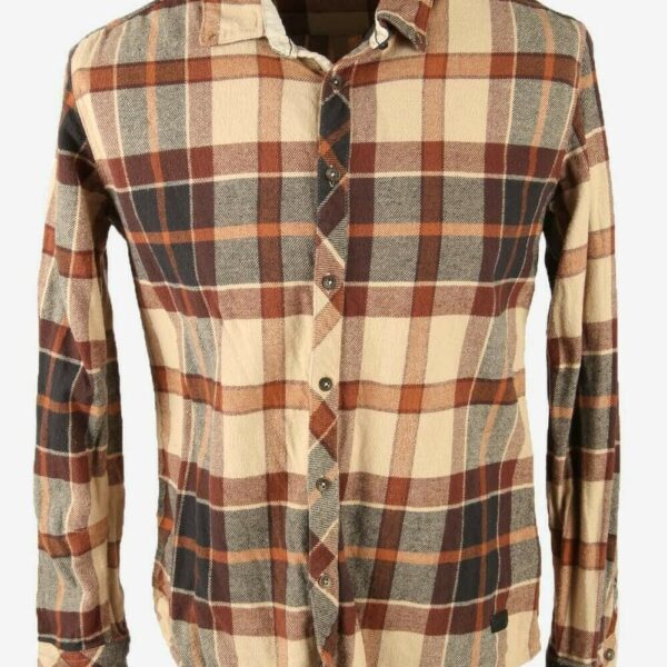 Outpost Makers Flannel Shirt Check Vintage Long Sleeve Retro Brown L