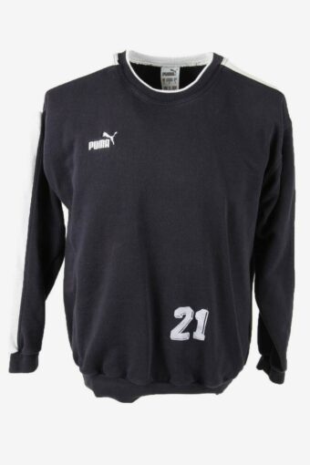 Puma Sweatshirt Top Vintage Crew Neck Logo Retro 90s Navy Size M