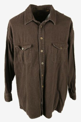 St Johns Bay Flannel Shirt Plain Vintage Oversized 90s Brown Size 3XL