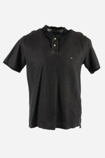 Tommy Hilfiger Polo Shirt Short Sleeve Top Tee Golf 90s Men Black Size XL