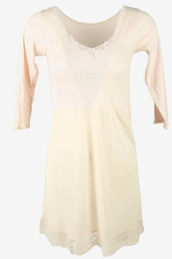 Vintage 3/4 Sleeve Slip Dress Lace Nightdress 90s Baby Pink Size S
