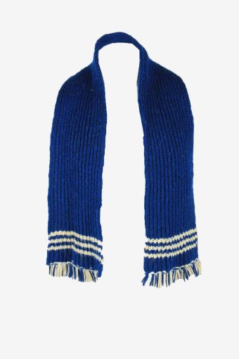 Vintage Handmade Winter Scarf Knitted Neck Warmer Soft 70s Retro Blue