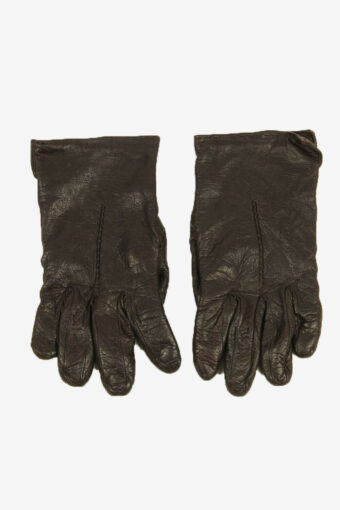 Vintage Leather Gloves Genuine Lined Warm Winter Retro Brown Size S