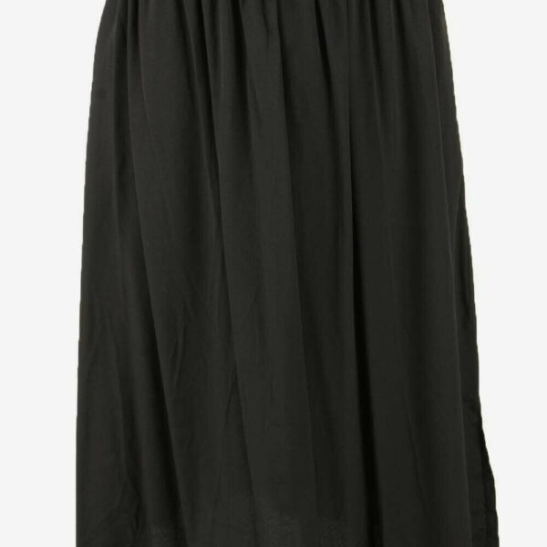 Vintage Long Skirt Plain Elasticated Waist Retro 90s Black Size UK 12