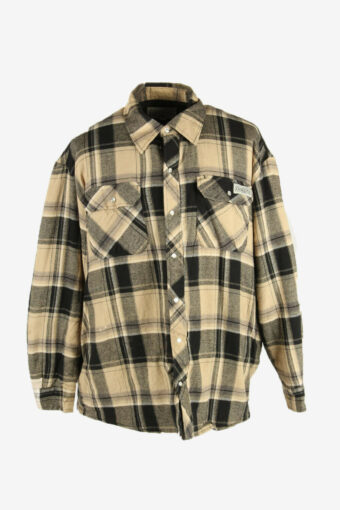 Vintage Lumberjack Jacket Lined Flannel Snap Retro 90s Beige Size XXL