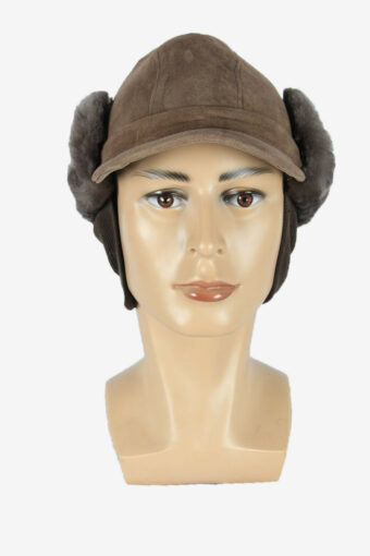 Vintage Russian Style Fur Hat Earflaps Winter Warm Charcoal Size 60 cm