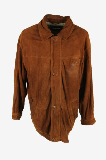 Vintage Suede Outdoor Jacket Zip Up Old School Retro 90s Brown Size XXL