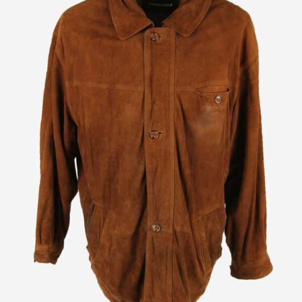 Vintage Suede Outdoor Jacket Zip Up Old School Retro 90s Brown Size XXL