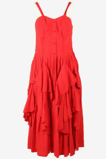 Vintage Summer Spaghetti Strap Dress Elastic Back Retro 90s Red One Size