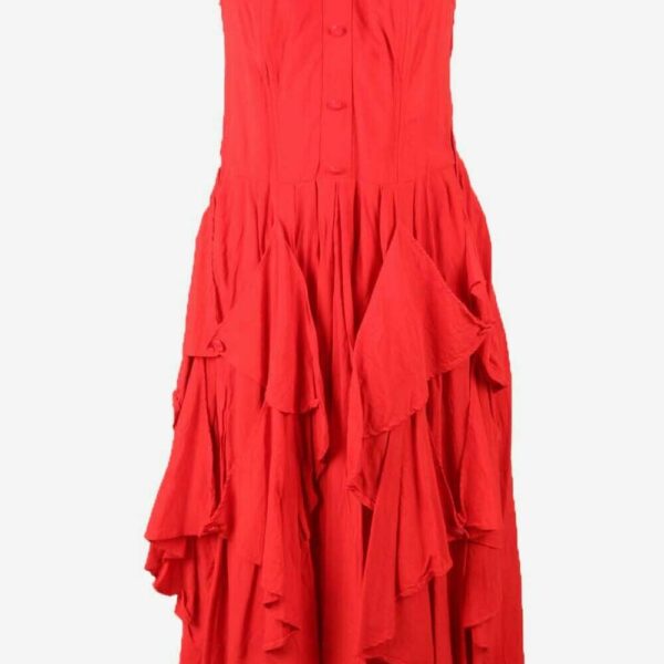 Vintage Summer Spaghetti Strap Dress Elastic Back Retro 90s Red One Size