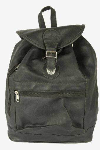 Vintage Women’s Backpack Bag Faux Leather Belt Buckle Retro 90s Black
