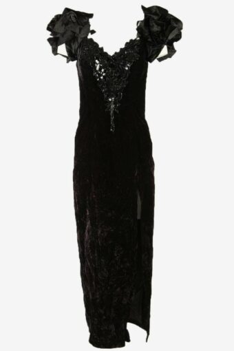 Zum Zum Vintage Velvet Dress Sequin Cocktail 80s Black Size UK 8